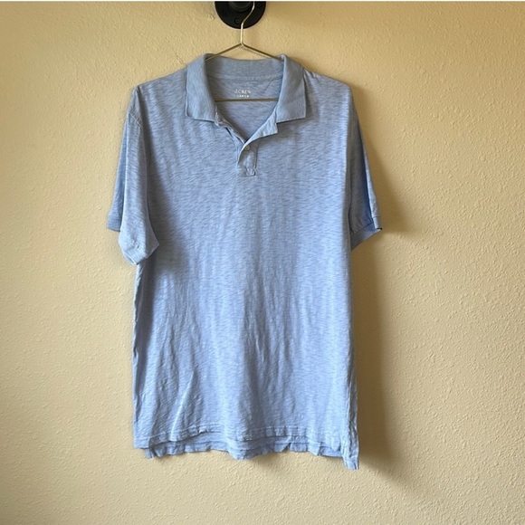 J. Crew Light Blue Slub Knit Short Sleeve Polo Shirt Size Large - Picture 1 of 5